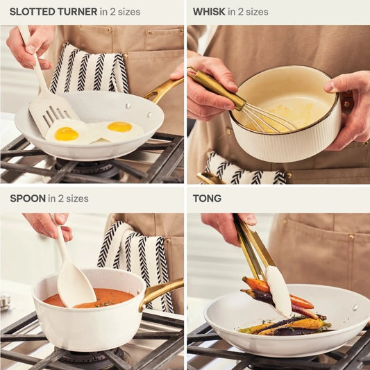 12-Piece Silicone Cooking Utensil Set, Durable and Stylish for Use with Non-Stick Cookware