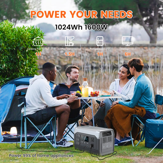 Portable Power Station Outdoor 1024Wh Lifepo4 110V 220V AC Camping Solar Generator