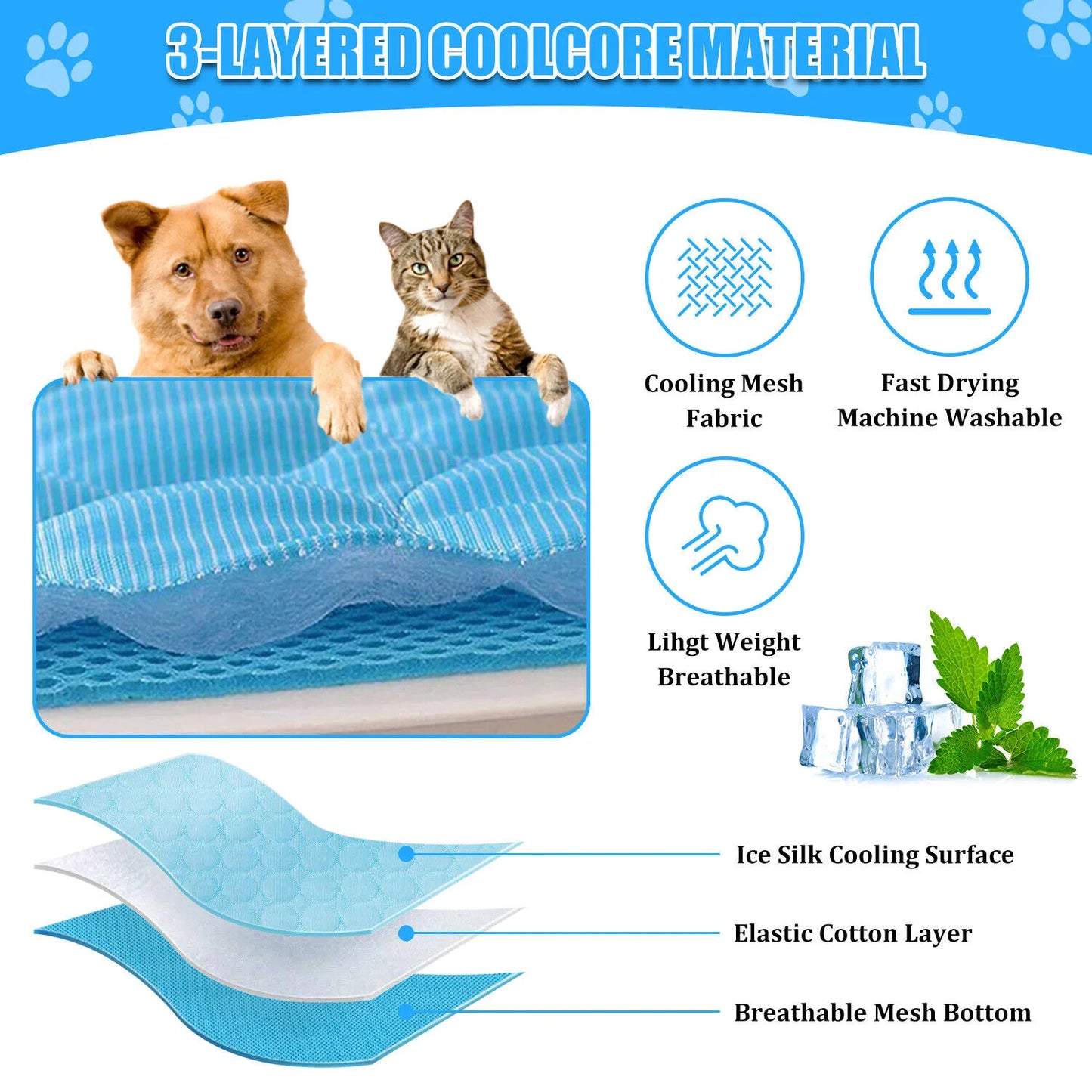 Pet Cooling Mat Cushion Summer Sleeping Bed