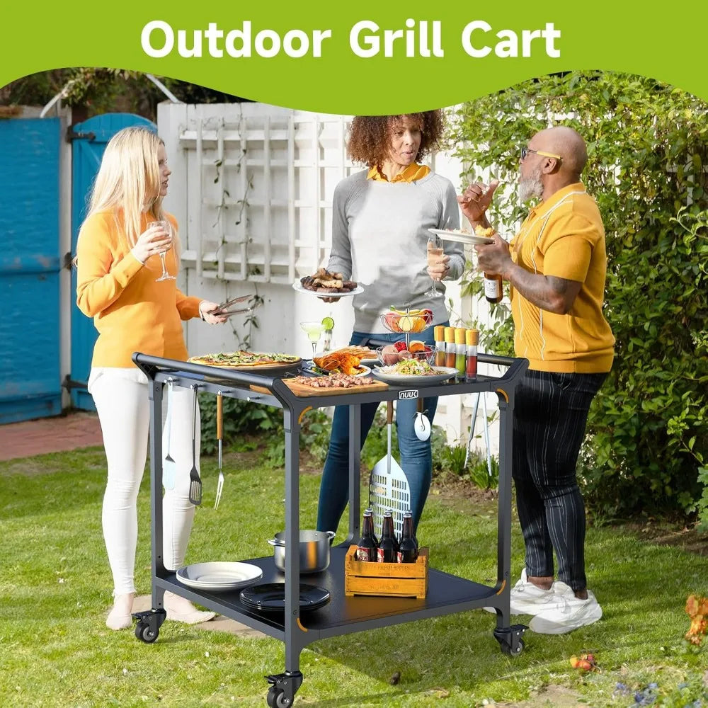 Outdoor Stainless Steel Pizza Oven Table with Double-Shelf 32 x 32