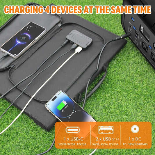 Foldable Solar Panel 100W/60W/40W Portable Waterproof Solar Charger with USB DC Output