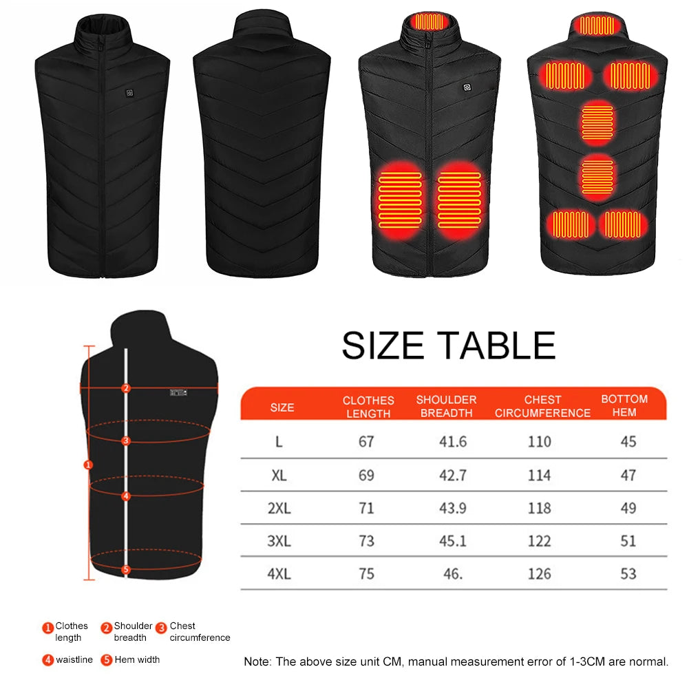 9 Heating Zones Electric Jackets Winter Sportswear Men and Women Outdoor Skiing Hiking