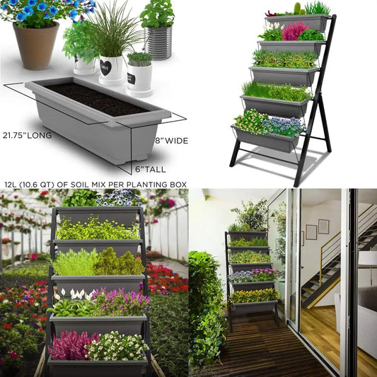 multi-tier vertical gardening system: herb and vegetable planter for indoor and outdoor growing