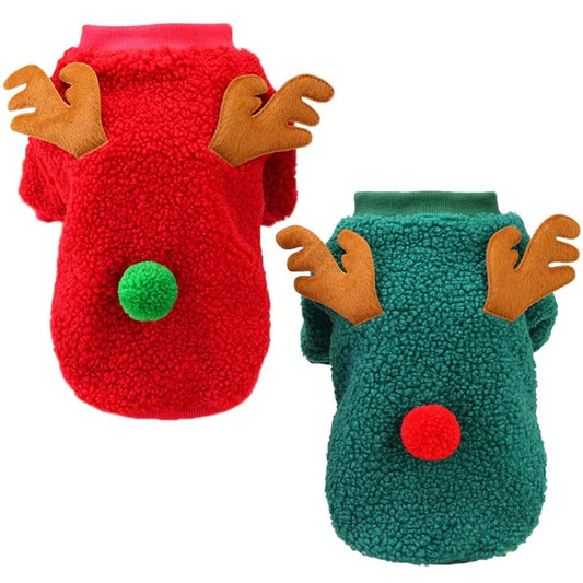 Christmas Pet Clothes Warm Fleece Dog Sweaters Winter Coats Clothing for Small Dogs