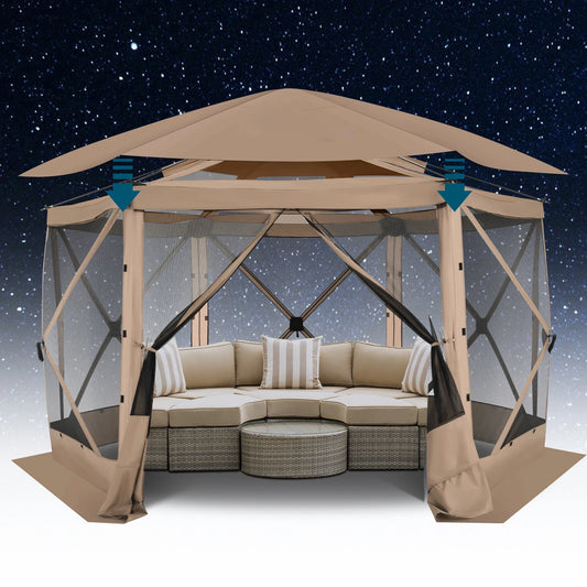Pop up Gazebo Screen Tent for Camping, 12x12 Removable Roof, Outdoor Screened 5 walls