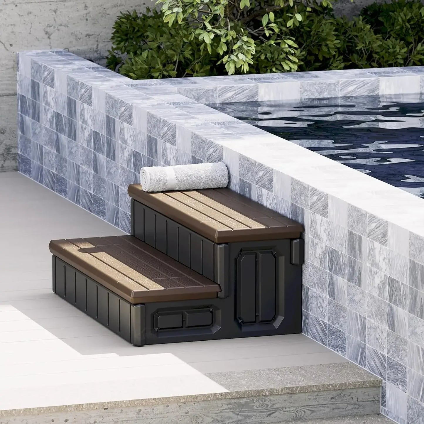 Storage Outdoor Indoor Compartment 2-Step Stool Plastic Handi Step Slip Resistant