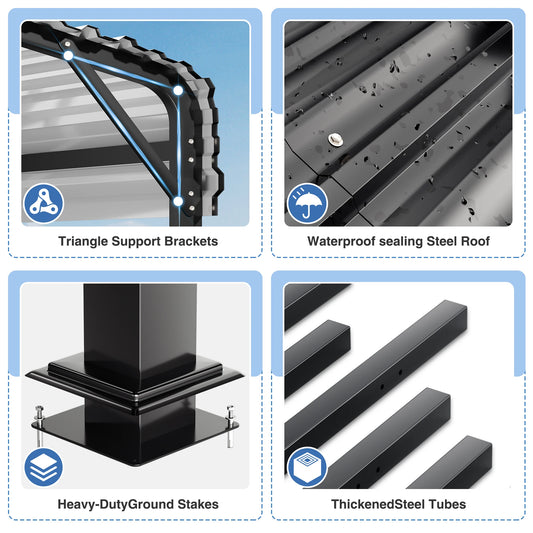 20x20/20x30/20x40FT Metal Carport with Enhanced Base Outdoor Heavy Duty Galvanized Car Shelter
