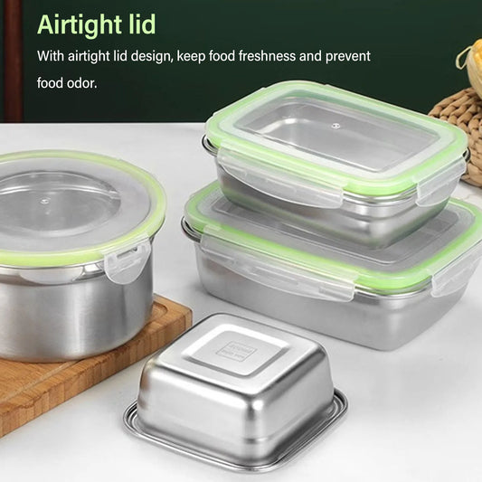 Food Storage Container Multifunctional Space Saving 304 Stainless Steel Food Storage Box Easy To Clean for Camping for Kitchen