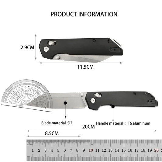 Portable Folding Knife Steel Blade T6 Aluminum Handle Outdoor Camping Survival Hunting Knife E Tool, Men's Gift