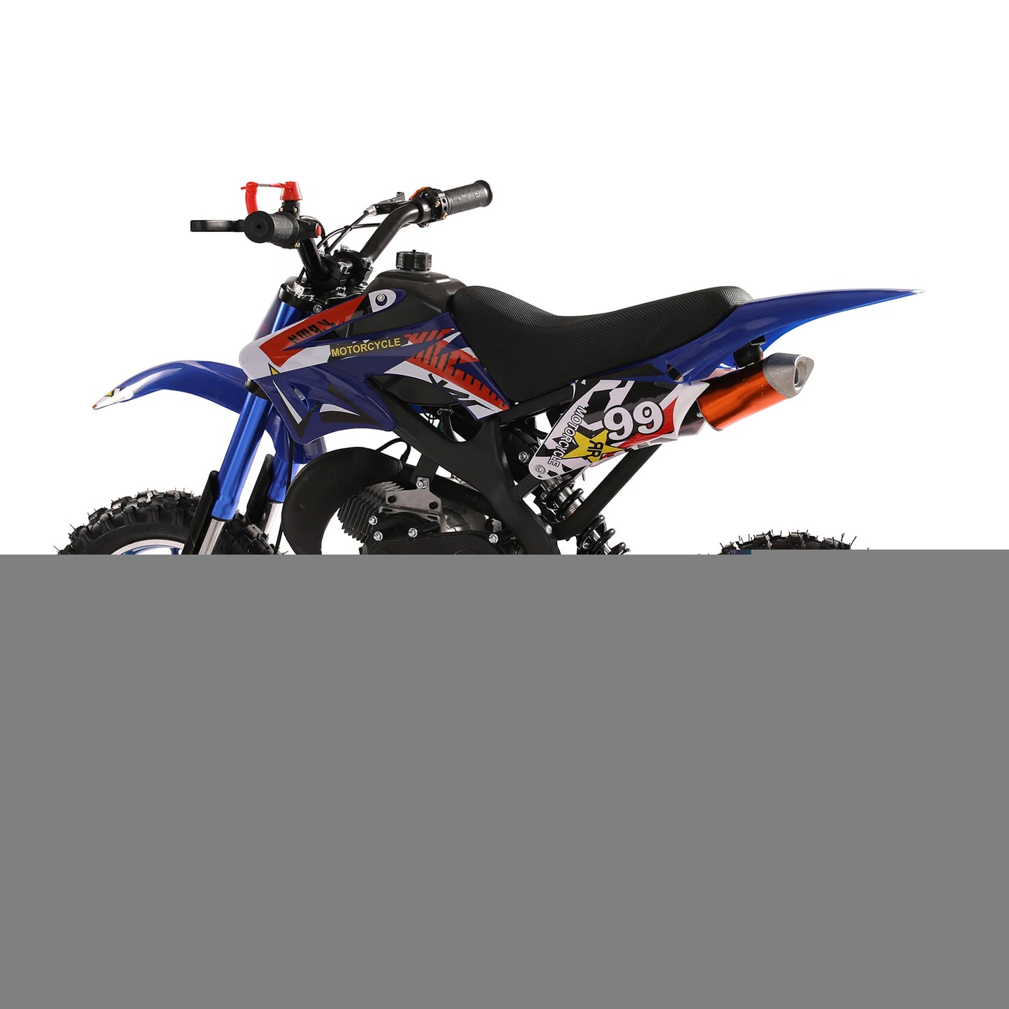 49cc 2-Stroke Dirt Bike, Gas Power Motocross, Off Road Mini Motorcycle with Front Rear Disc Brakes, Max Speed 40KM/H (Blue)