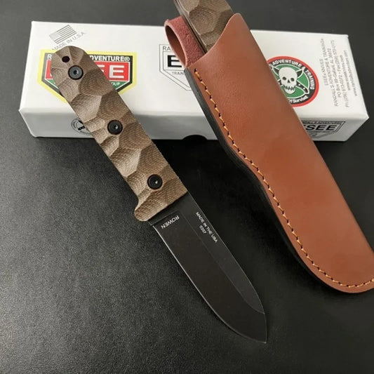 Straight Knife Hemp Handle Blade Outdoor Hunting Sharp Cutting Multi-functional Tactical Knives