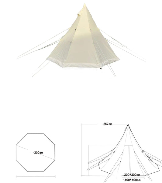 Bell Tent 9.85ft Glamping Tent, Camping, Hiking,Canvas Tent with Aluminum Pole.