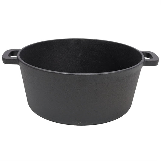 2 in 1 Pre-Seasoned Cast Iron Dutch Oven With Dual Handles,