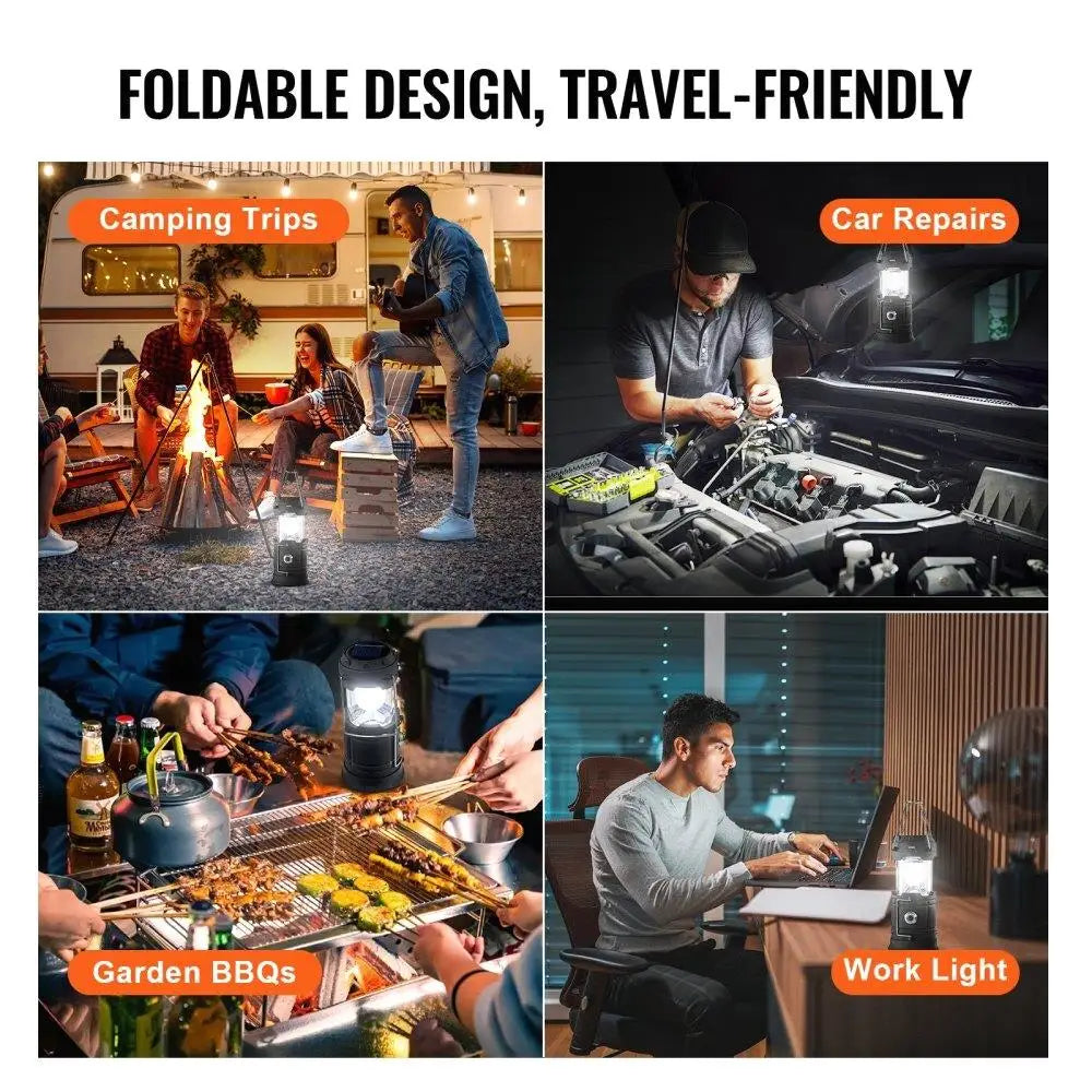 Portable Rechargeable LED Camping Lanterns Battery Bank Set of 4 Outdoor Lights