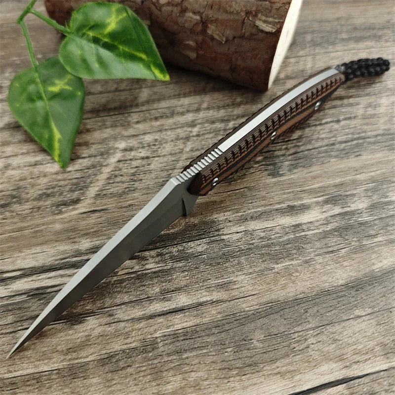 Small Straight 2.44 "double Color G10 Handle for Outdoor Camping Survival, Fishing, Rock Climbing, Tactical Hunting Knife