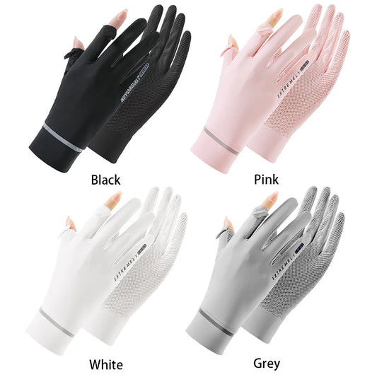 Lady Sunscreen Ice Silk Gloves Cycling Breathable Motorcycle Bicycle for Golf Driving Riding Fishing Hiking