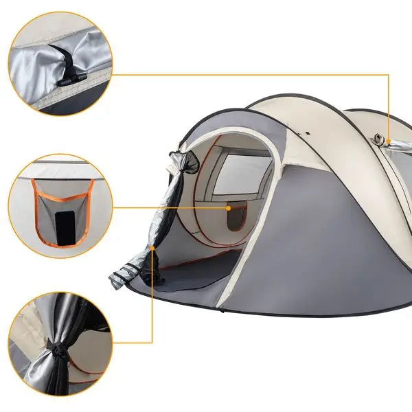 Camping Tent 3-4 People Polyester Fabric 110.24*39.37*47.24 inch