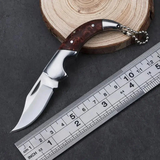 Folding Knife Survival Tool Steel+Wood Handle