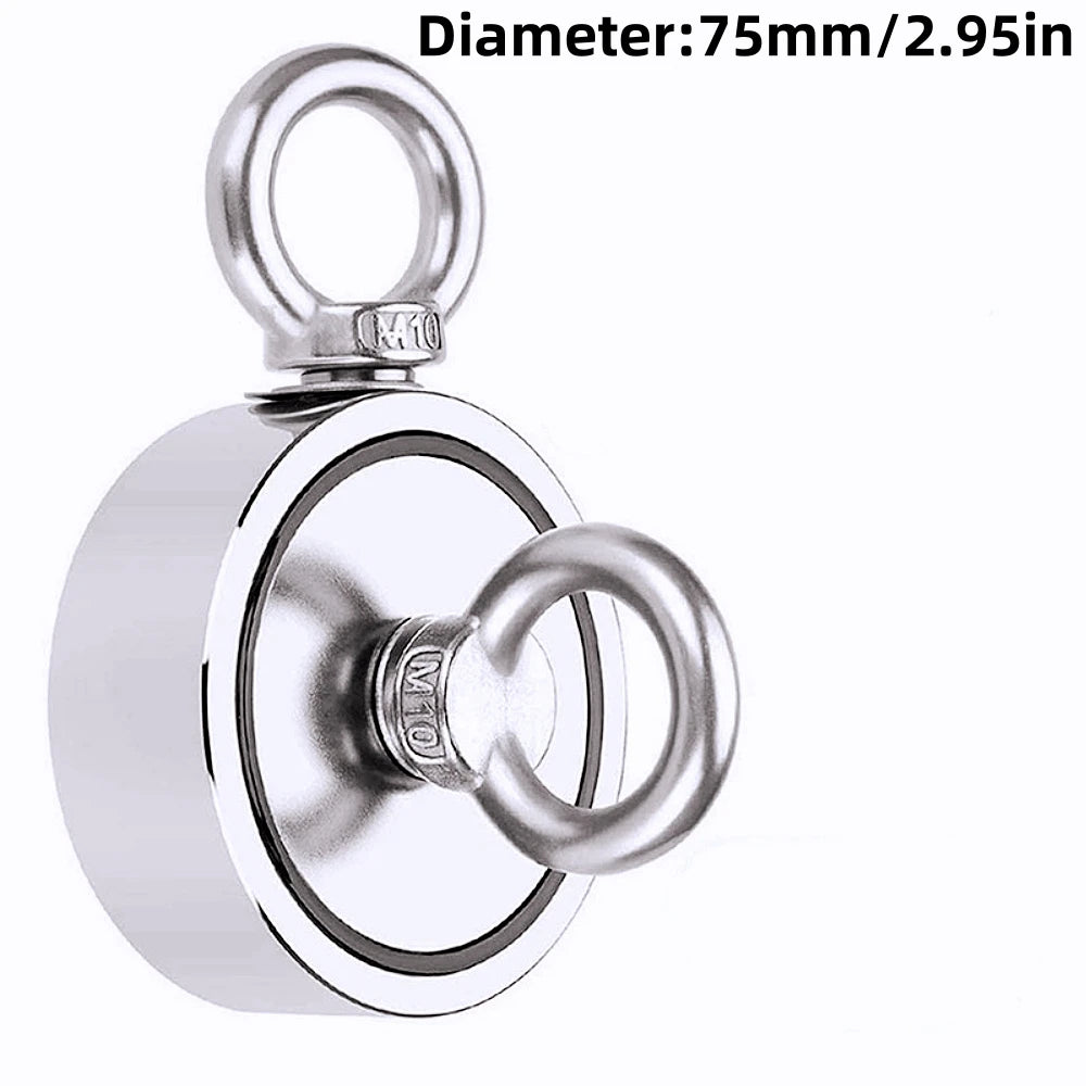 Strong Powerful Neodymium Magnet Double Side Salvage Search Magnet Hook Sea Fishing Holder Pulling Mounting Pot with Ring