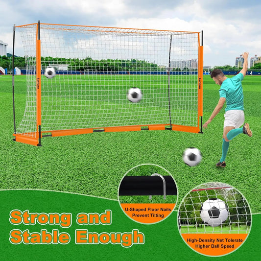 Collapsible Soccer Goal, 12×6 ft /6×4 ft Portable Net for Backyard, Quick Setup with 1 Carry Bag