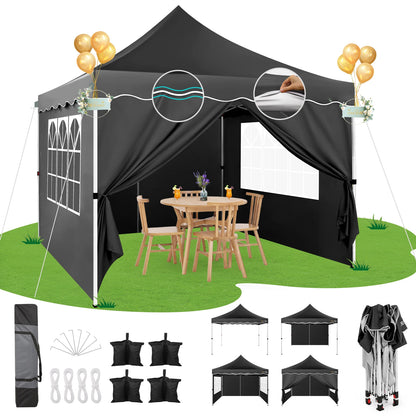 10x10 Pop Up Canopy Tent with 4 Walls & Accessories Kit Waterproof Instant Shelter for Commercial & Personal Events