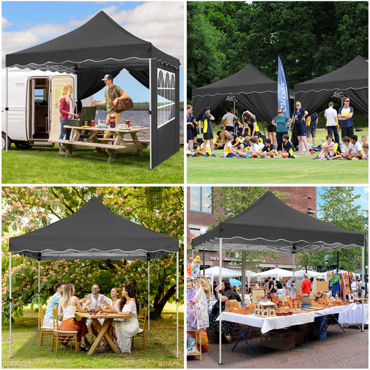 10x10 Pop Up Canopy Tent with 4 Walls & Accessories Kit Waterproof Instant Shelter for Commercial & Personal Events