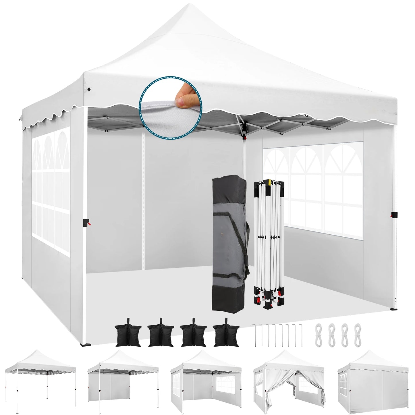 10x10 Pop Up Canopy Tent with 4 Walls & Accessories Kit Waterproof Instant Shelter for Commercial & Personal Events