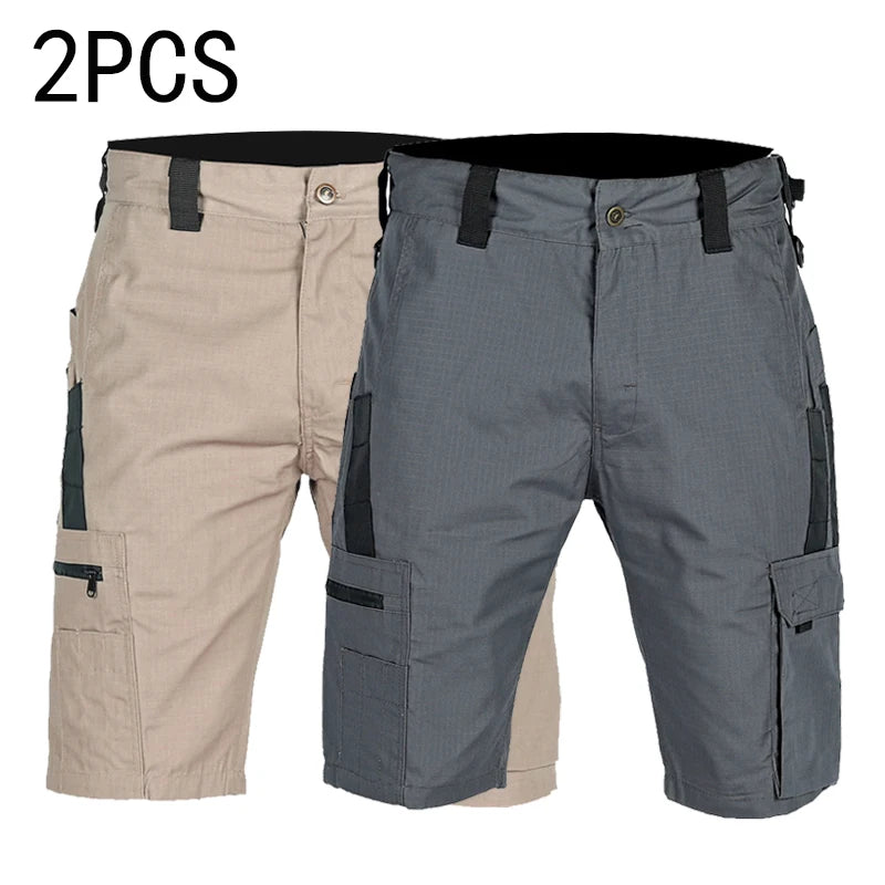 2Pcs Men Outdoor Camo Breathable  Casual Shorts