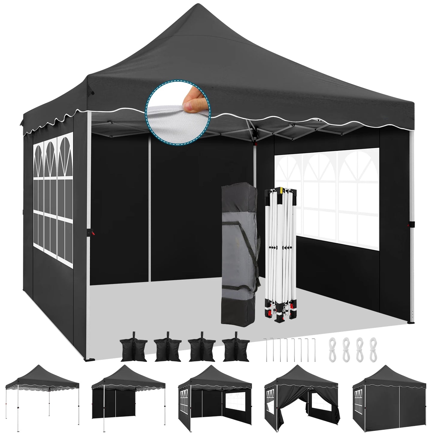 10x10 Pop Up Canopy Tent with 4 Walls & Accessories Kit Waterproof Instant Shelter for Commercial & Personal Events