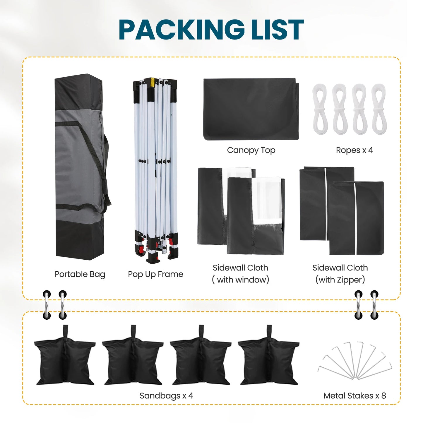 10x10 Pop Up Canopy Tent with 4 Walls & Accessories Kit Waterproof Instant Shelter for Commercial & Personal Events