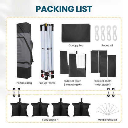 10x10 Pop Up Canopy Tent with 4 Walls & Accessories Kit Waterproof Instant Shelter for Commercial & Personal Events
