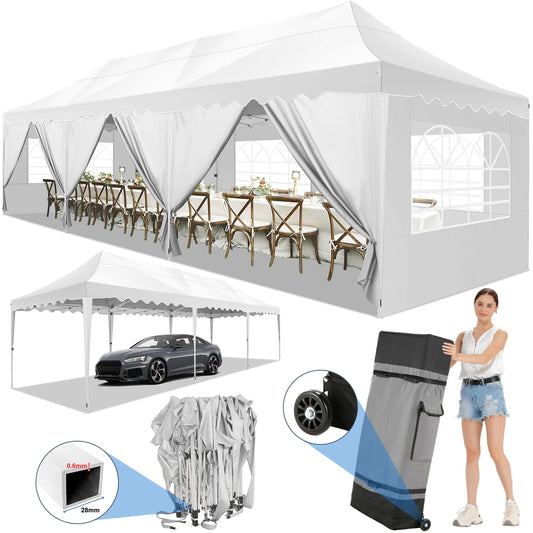 10x30ft Event Canopy with Removable Walls, Premium Pop Up Tent with Reinforced Frame & Waterproof Cover