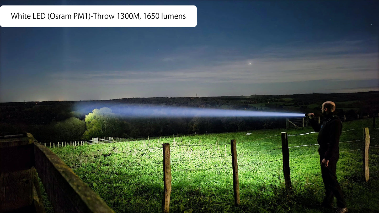 Hunting Flashlight 2200 Lumens 1184 Yards Long-Rang Rechargeable Flashlight for Night Hunting