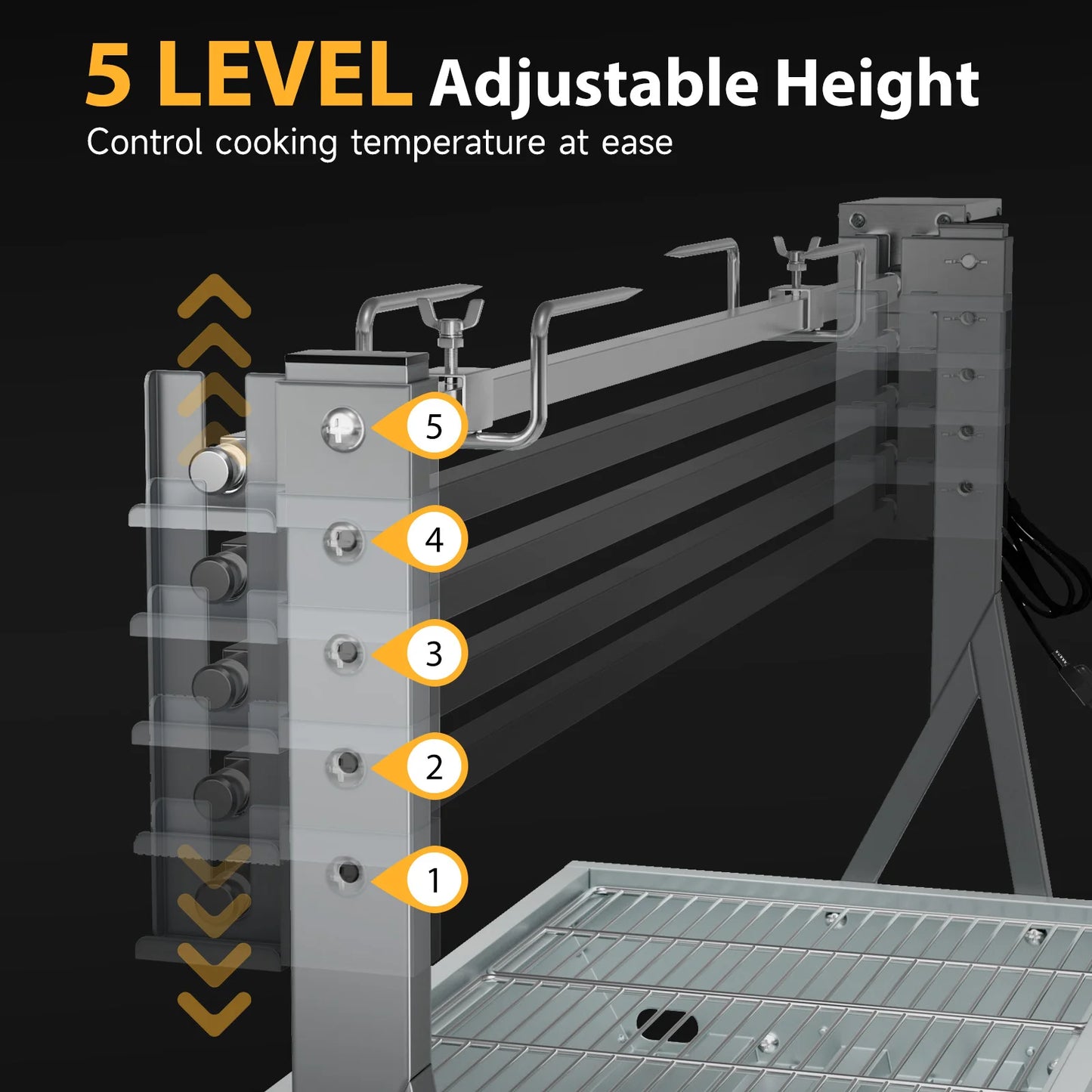 Camping Rotisserie Grill 176LBS Capacity 25W Motor Small BBQ Charcoal Roaster