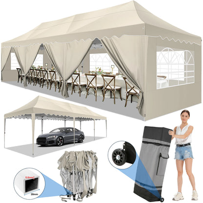 10x30ft Event Canopy with Removable Walls, Premium Pop Up Tent with Reinforced Frame & Waterproof Cover