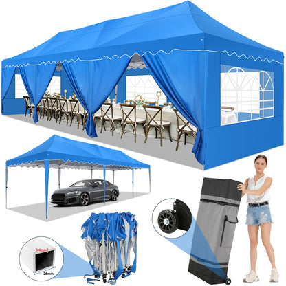 10x30ft Event Canopy with Removable Walls, Premium Pop Up Tent with Reinforced Frame & Waterproof Cover