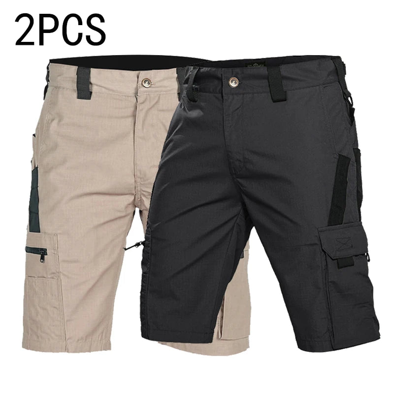 2Pcs Men Outdoor Camo Breathable  Casual Shorts