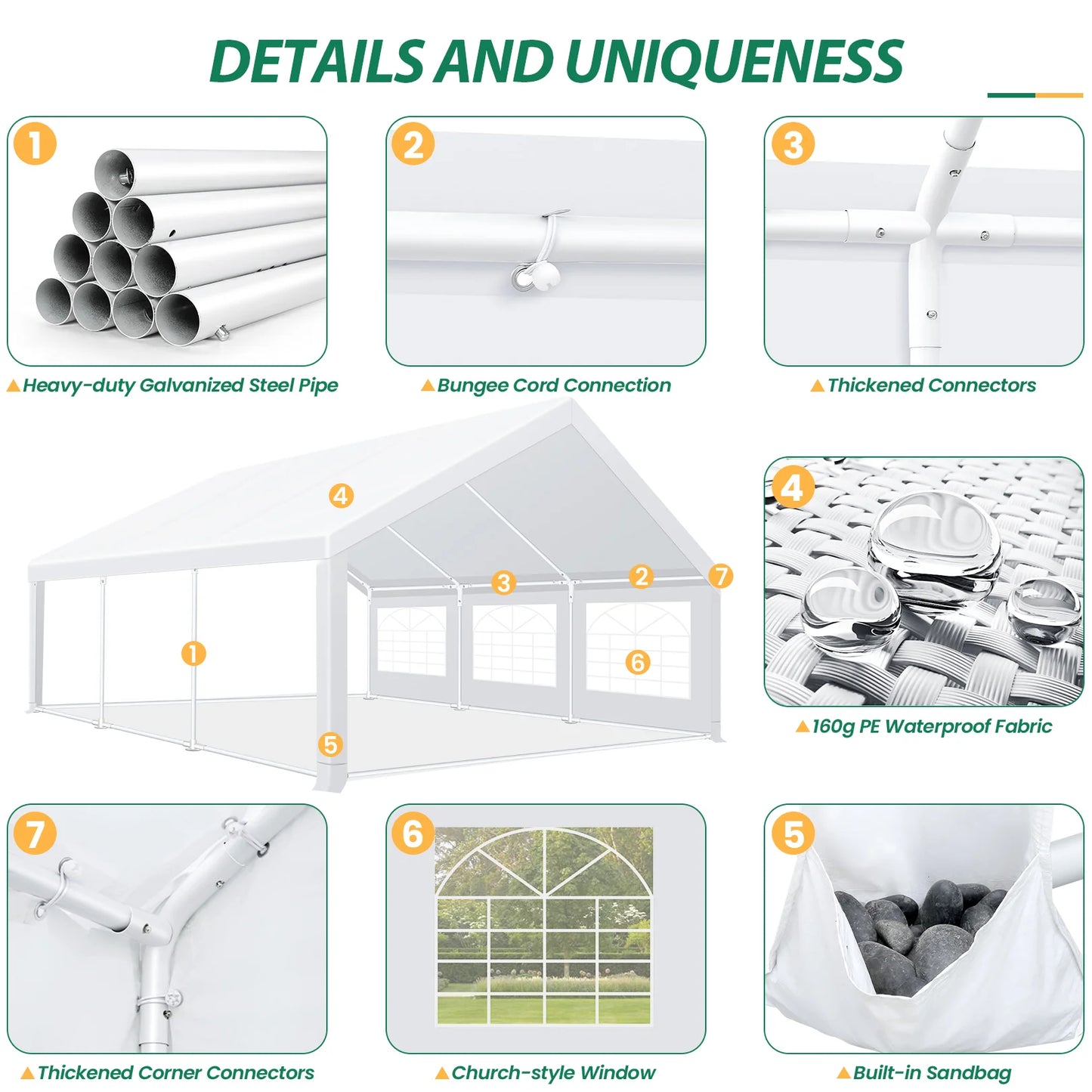 20x20ft Tent Heavy Duty for Parties Waterproof, Wedding and Event Canopy with Removable Sidewalls