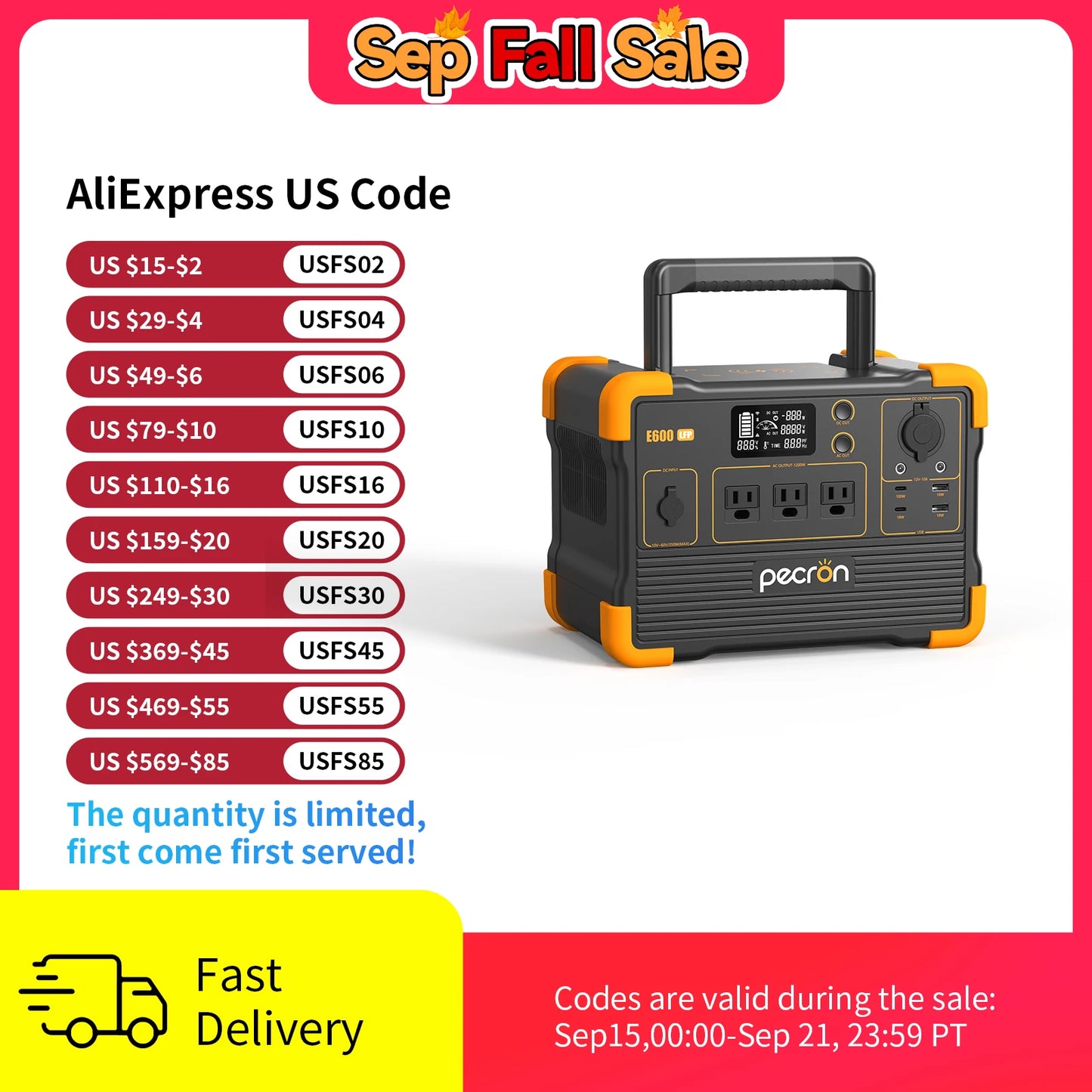 Portable Power Station 614Wh Solar Generator with AC Outlets Battery Backup for Outdoor Camping