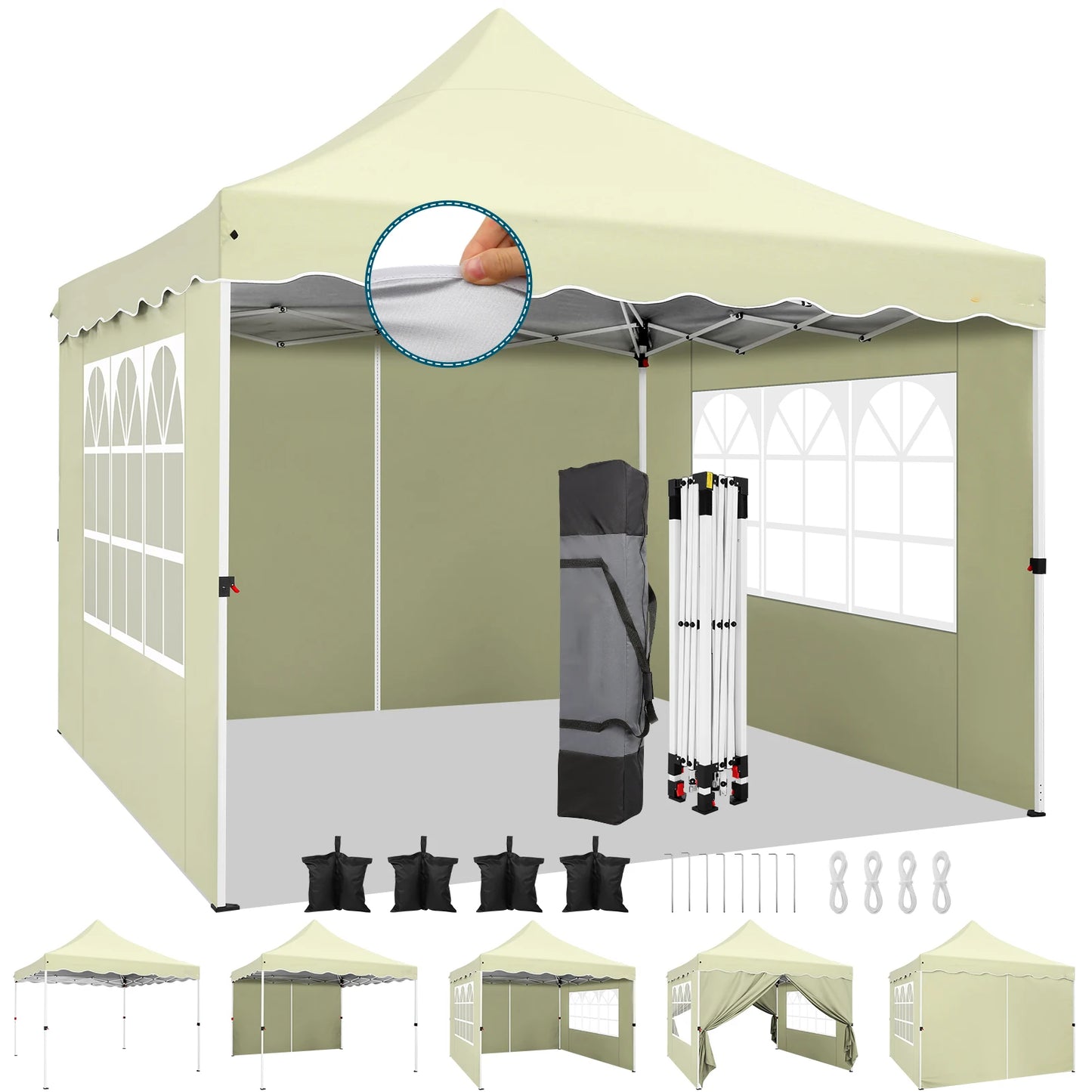 10x10 Pop Up Canopy Tent with 4 Walls & Accessories Kit Waterproof Instant Shelter for Commercial & Personal Events