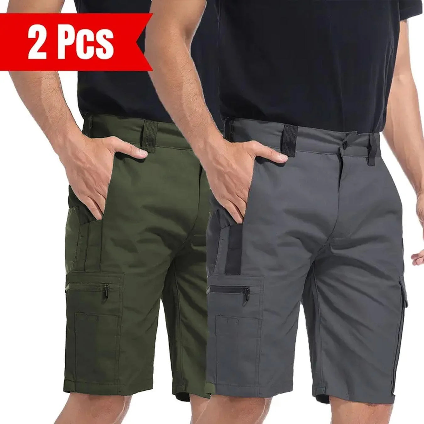 2Pcs Men Outdoor Camo Breathable  Casual Shorts