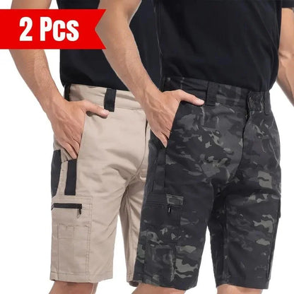 2Pcs Men Outdoor Camo Breathable  Casual Shorts