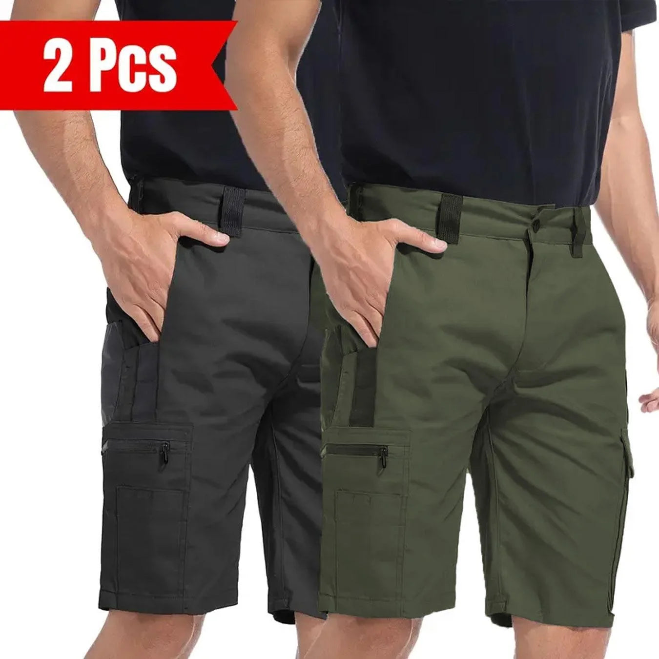 2Pcs Men Outdoor Camo Breathable  Casual Shorts