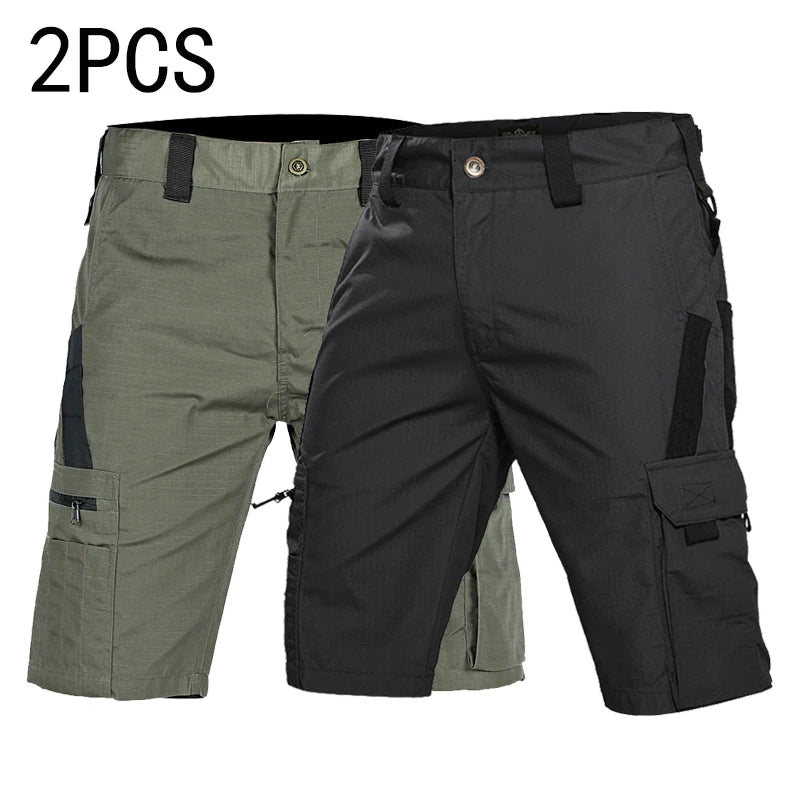2Pcs Men Outdoor Camo Breathable  Casual Shorts