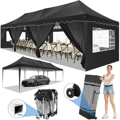 10x30ft Event Canopy with Removable Walls, Premium Pop Up Tent with Reinforced Frame & Waterproof Cover