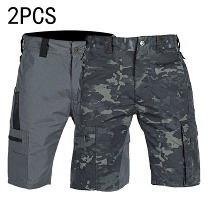 2Pcs Men Outdoor Camo Breathable  Casual Shorts