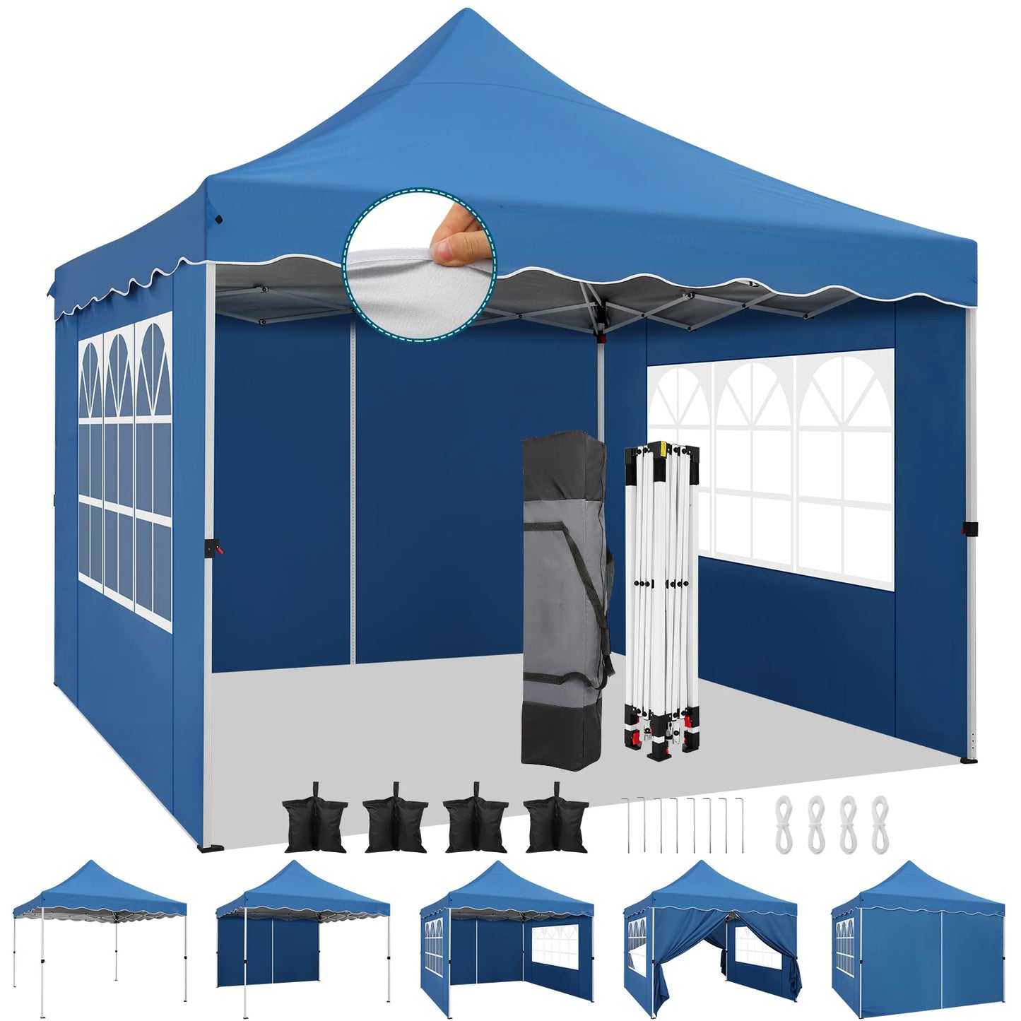 10x10 Pop Up Canopy Tent with 4 Walls & Accessories Kit Waterproof Instant Shelter for Commercial & Personal Events
