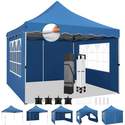 10x10 Pop Up Canopy Tent with 4 Walls & Accessories Kit Waterproof Instant Shelter for Commercial & Personal Events