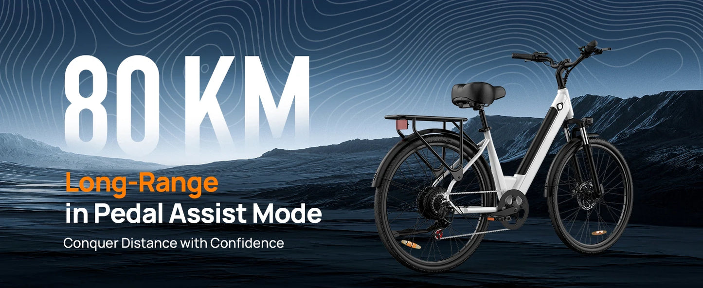 750W E26 Electric Bike for Adults | 48V 10.4Ah Removable Battery, Top Speed 20MPH, 26''X2" Standard Tire, 7-Speeds