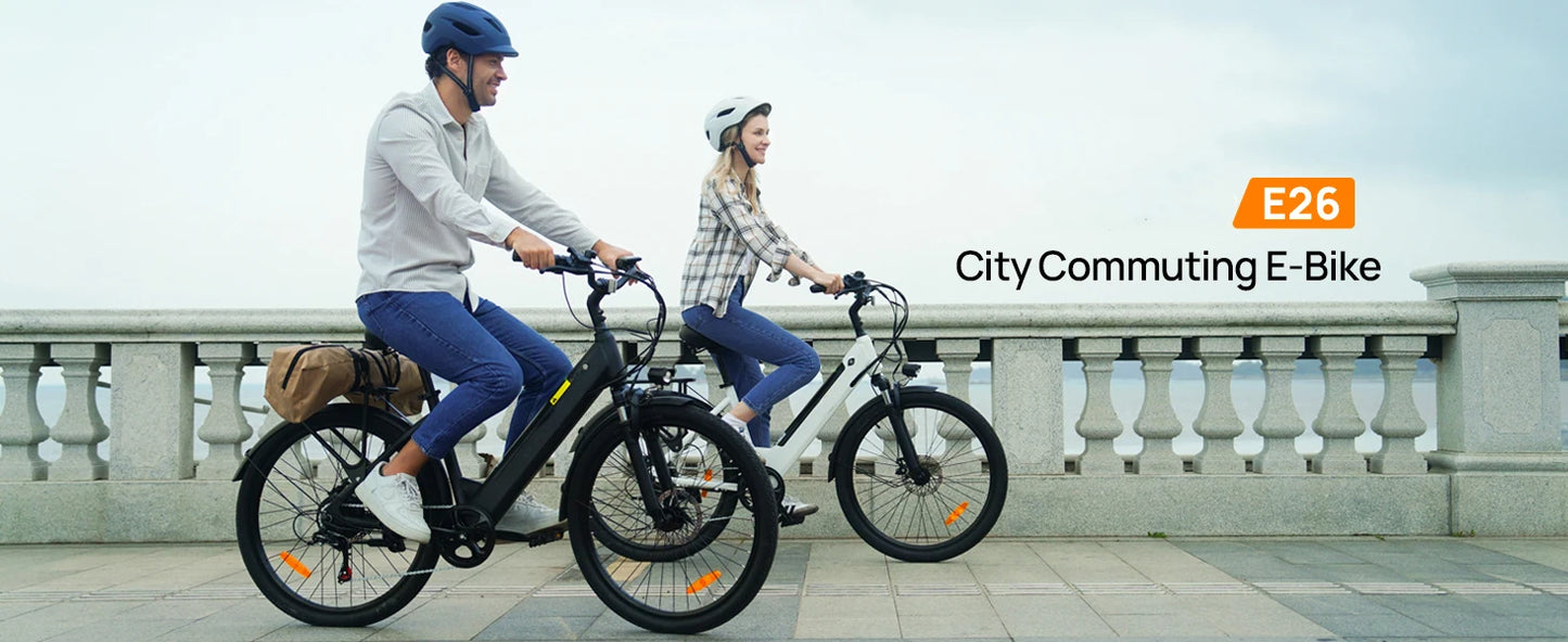 750W E26 Electric Bike for Adults | 48V 10.4Ah Removable Battery, Top Speed 20MPH, 26''X2" Standard Tire, 7-Speeds